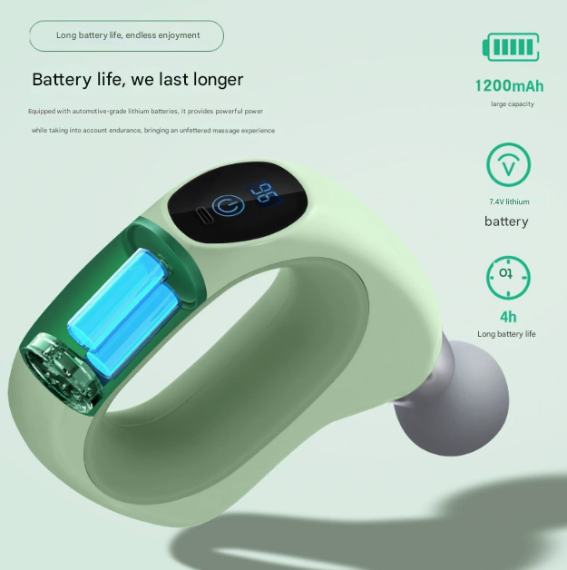 Green Handheld Massage Gun - Compact and Portable, Adjustable Speed for Muscle Relief 3
