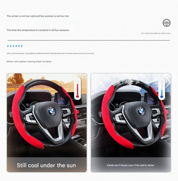 2 PCS Black Steering Wheel Cover - Soft and Comfortable, Fits 38cm Diameter Steering Wheels 4
