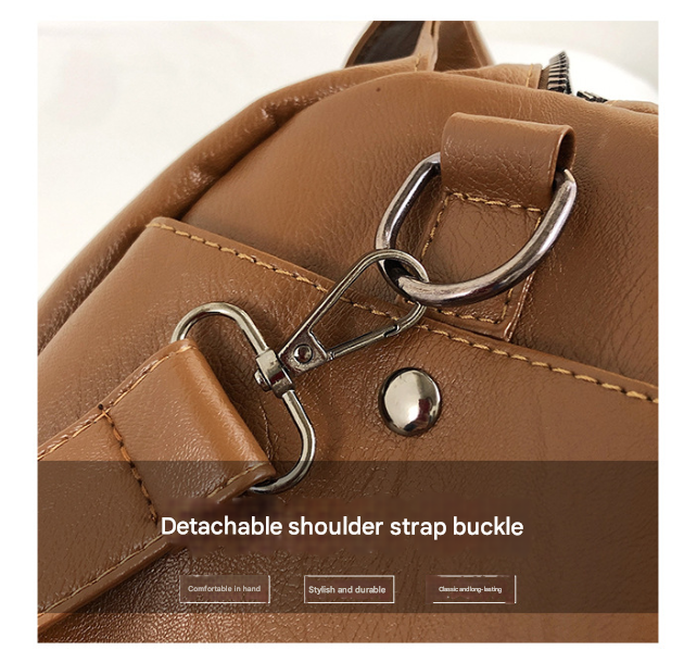 Brown Trendy Large Capacity Soft Leather Tote Bag - Women' Shoulder & Crossbody Handbag 4