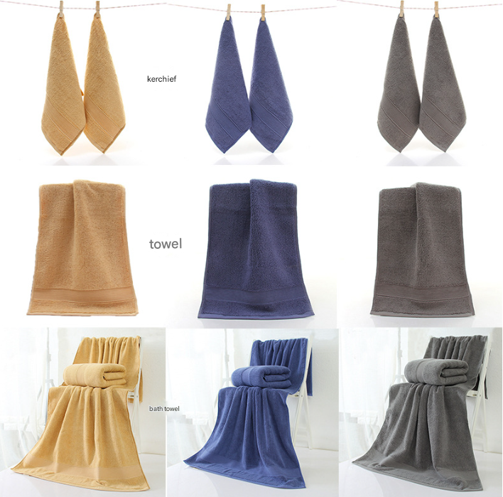 Beige Luxury 100% Cotton Towel Set - 3-Piece Combed Cotton Bath Towel Set 3