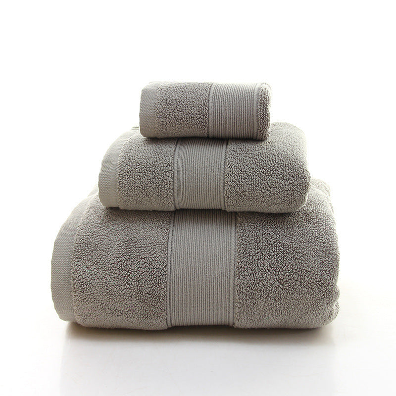 Grey Luxury 100% Cotton Towel Set - 3-Piece Combed Cotton Bath Towel Set