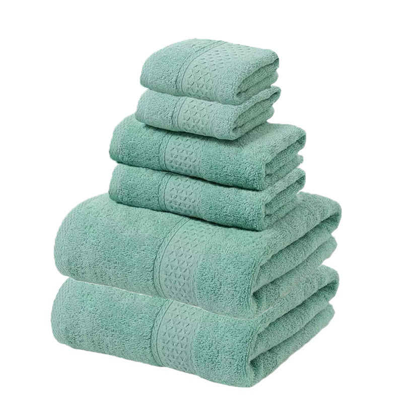 Green Blue Luxury 6-Piece 100% Cotton Towel Set - 2 Bath Towels, 2 Hand Towels, 2 Face Towels