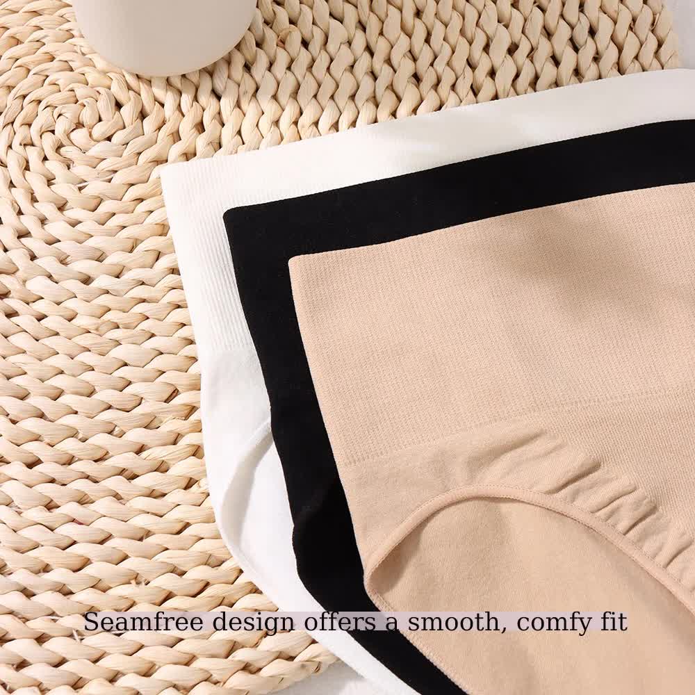 L Coffee 3-Pack High-Waist Microfiber Shaping Briefs - Seamless Full-Coverage Tummy Control Panties 3