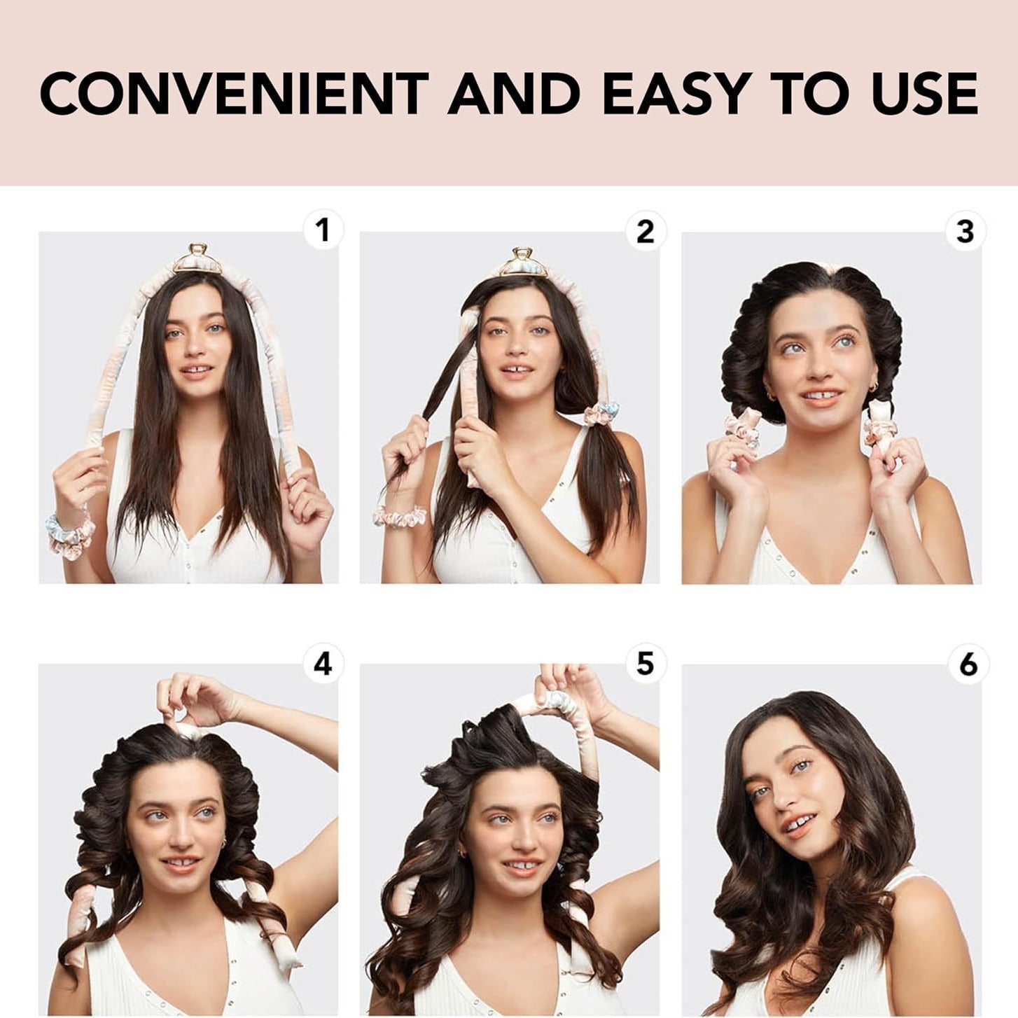 2 Pcs Black Satin Heatless Hair Curling Rod Set for Sleep-In Styling | No Heat Damage | Tie-Dye Design 3