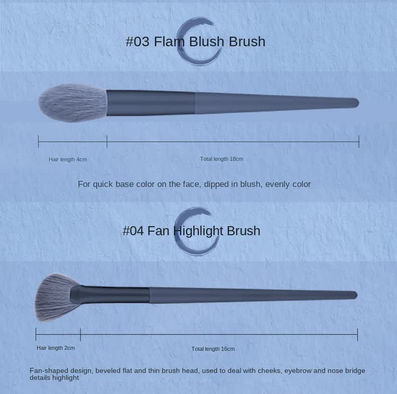 Gray 12-Piece Professional Makeup Brush Set with Cosmetic Bag - Premium Synthetic Fiber, Wooden Handle, Aluminum Tube 5