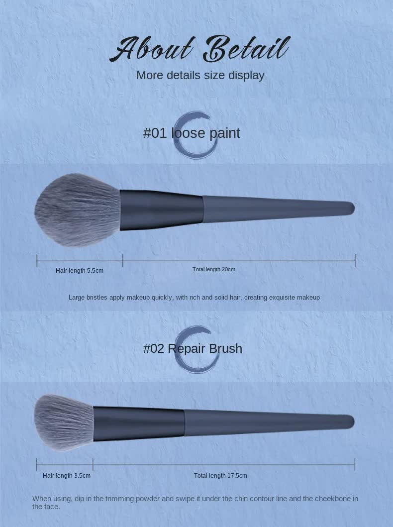 Dark Blue 12-Piece Professional Makeup Brush Set with Cosmetic Bag - Premium Synthetic Fiber, Wooden Handle, Aluminum Tube 4