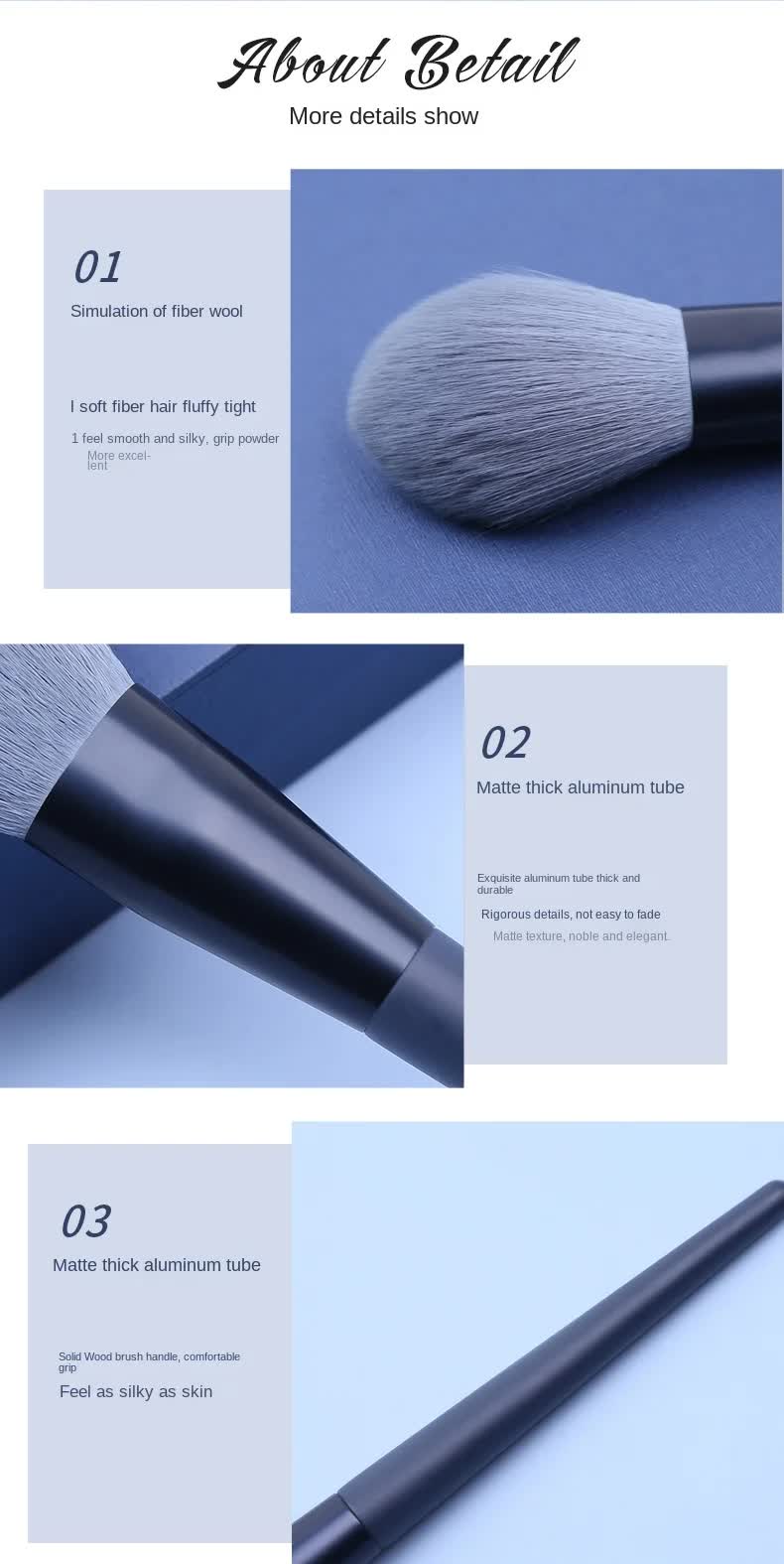 Beige 11-Piece Professional Makeup Brush Set with Cosmetic Bag - Premium Synthetic Fiber, Wooden Handle, Aluminum Tube 3