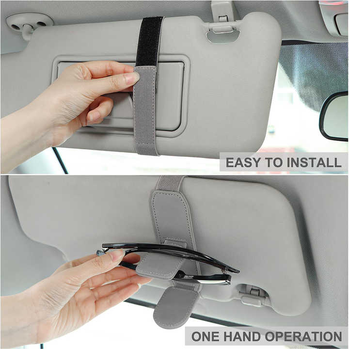 2 Pcs Black Magnetic Leather Car Sunglasses Clip – Dual-Use Multifunctional Card Holder, Premium Cowhide 4