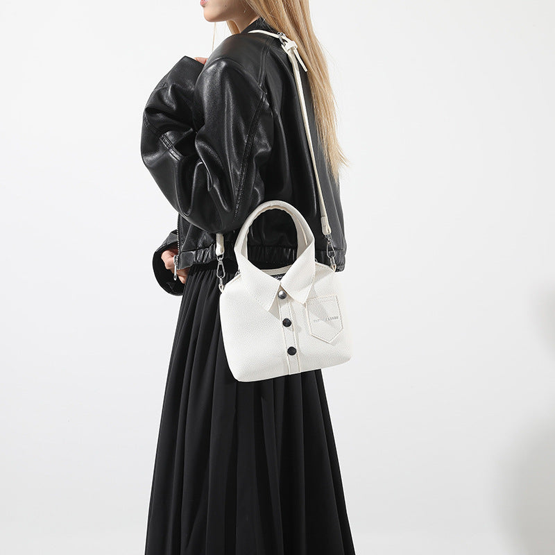 White Trendy Shirt-Inspired PU Shoulder Bag | Stylish Handbag with Unique Design 4