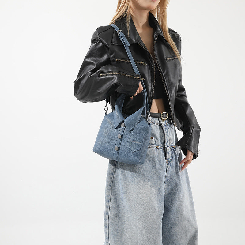 Denim Blue Trendy Shirt-Inspired PU Shoulder Bag | Stylish Handbag with Unique Design 3