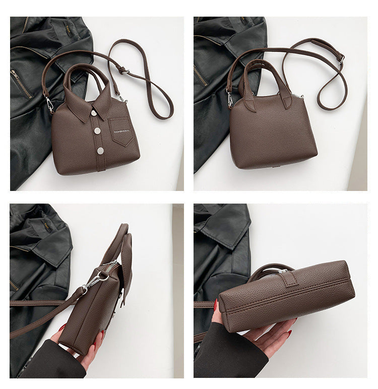 Brown Trendy Shirt-Inspired PU Shoulder Bag | Stylish Handbag with Unique Design 5