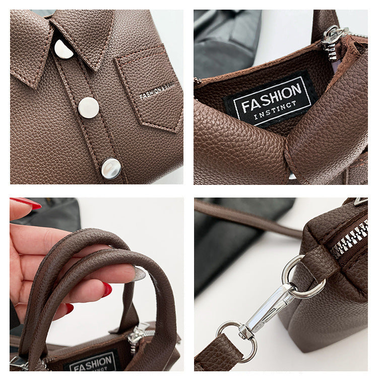 Brown Trendy Shirt-Inspired PU Shoulder Bag | Stylish Handbag with Unique Design 6