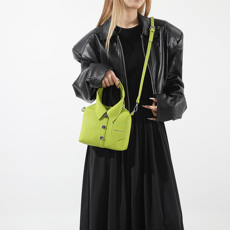 Green Trendy Shirt-Inspired PU Shoulder Bag | Stylish Handbag with Unique Design 3