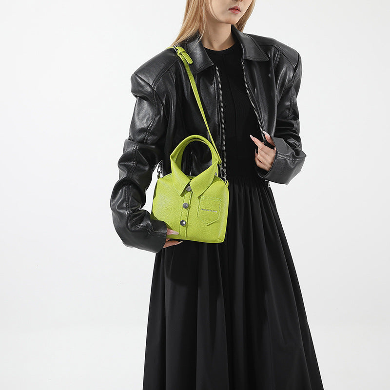 Green Trendy Shirt-Inspired PU Shoulder Bag | Stylish Handbag with Unique Design 4
