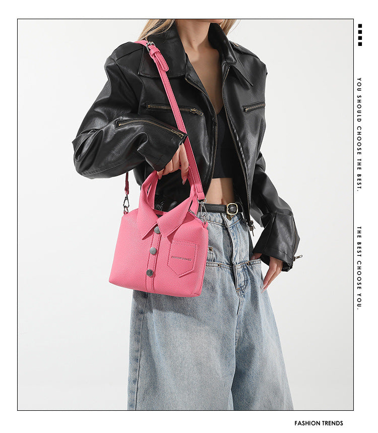 Pink Trendy Shirt-Inspired PU Shoulder Bag | Stylish Handbag with Unique Design 4