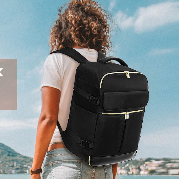 Light Pink 40L Large Capacity Travel Business Backpack with Expandable Compartments, Including 2 Toiletry Bags and Shoe Bag - Durable Oxford Fabric 7