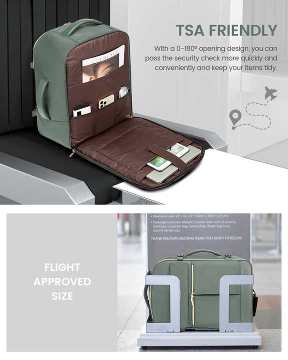 Bean Green 40L Large Capacity Travel Business Backpack with Expandable Compartments, Including 2 Toiletry Bags and Shoe Bag - Durable Oxford Fabric 5