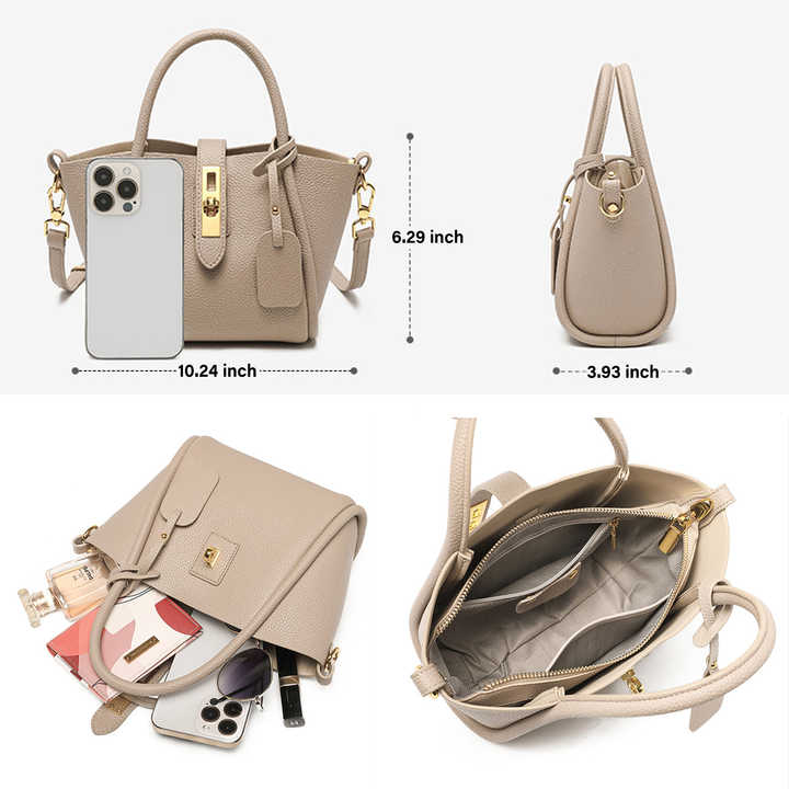 Black Genuine Leather Women's Handbag - Stylish Bucket Bag with Top Handle and Crossbody Strap 4