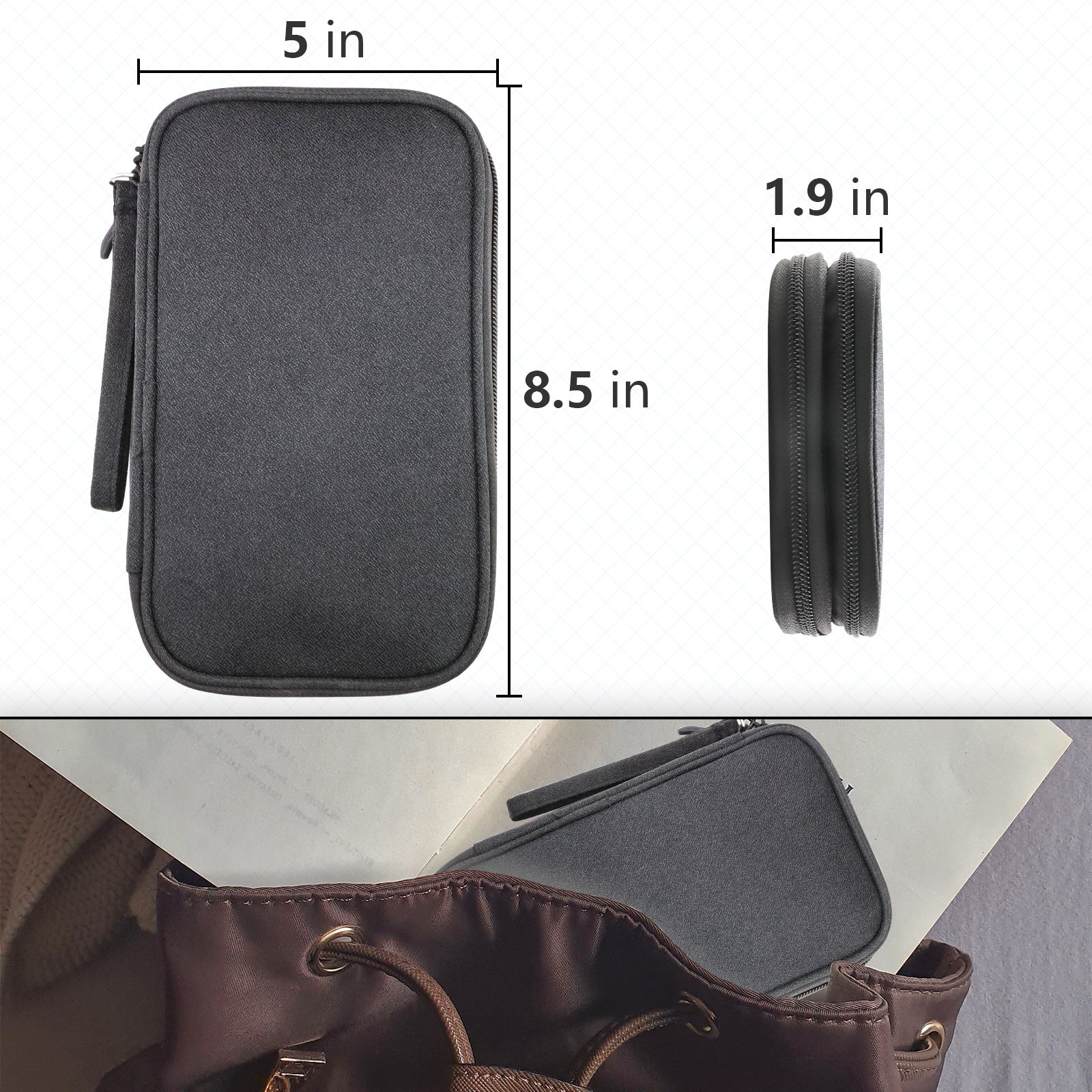 Black Portable Digital Organizer Bag – Multifunctional Storage for Power Banks, Cables, and Accessories(Photography Props Not Included) 6