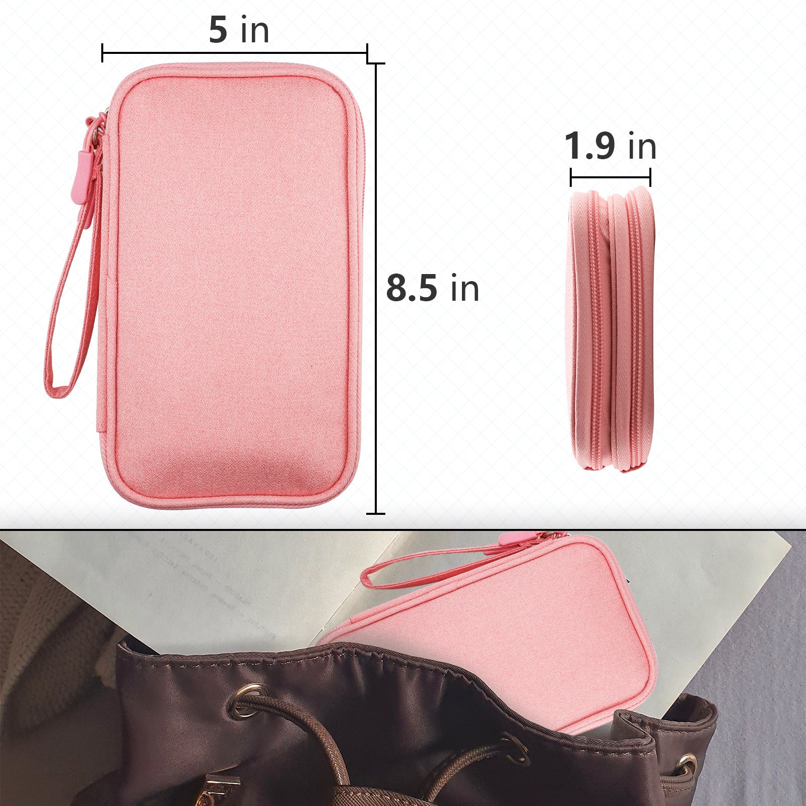Pink Portable Digital Organizer Bag - Multifunctional Storage for Power Banks, Cables, and Accessories(Photography Props Not Included) 4