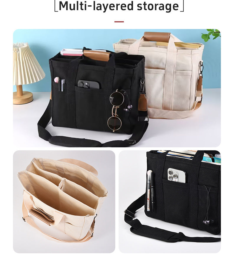 White Large Capacity Multi-Compartment Tote Bag - Stylish and Versatile for Women, Ideal for Organizing Essentials or as a Mommy Bag(Photography props not included) 3