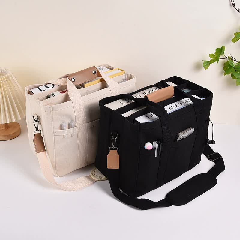 White Large Capacity Multi-Compartment Tote Bag - Stylish and Versatile for Women, Ideal for Organizing Essentials or as a Mommy Bag(Photography props not included) 4