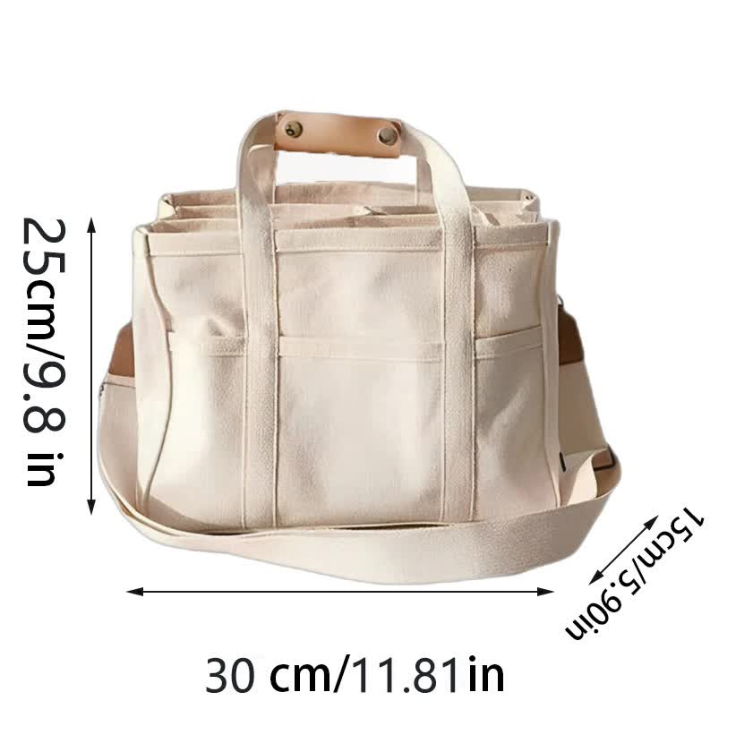 White Large Capacity Multi-Compartment Tote Bag - Stylish and Versatile for Women, Ideal for Organizing Essentials or as a Mommy Bag(Photography props not included) 5