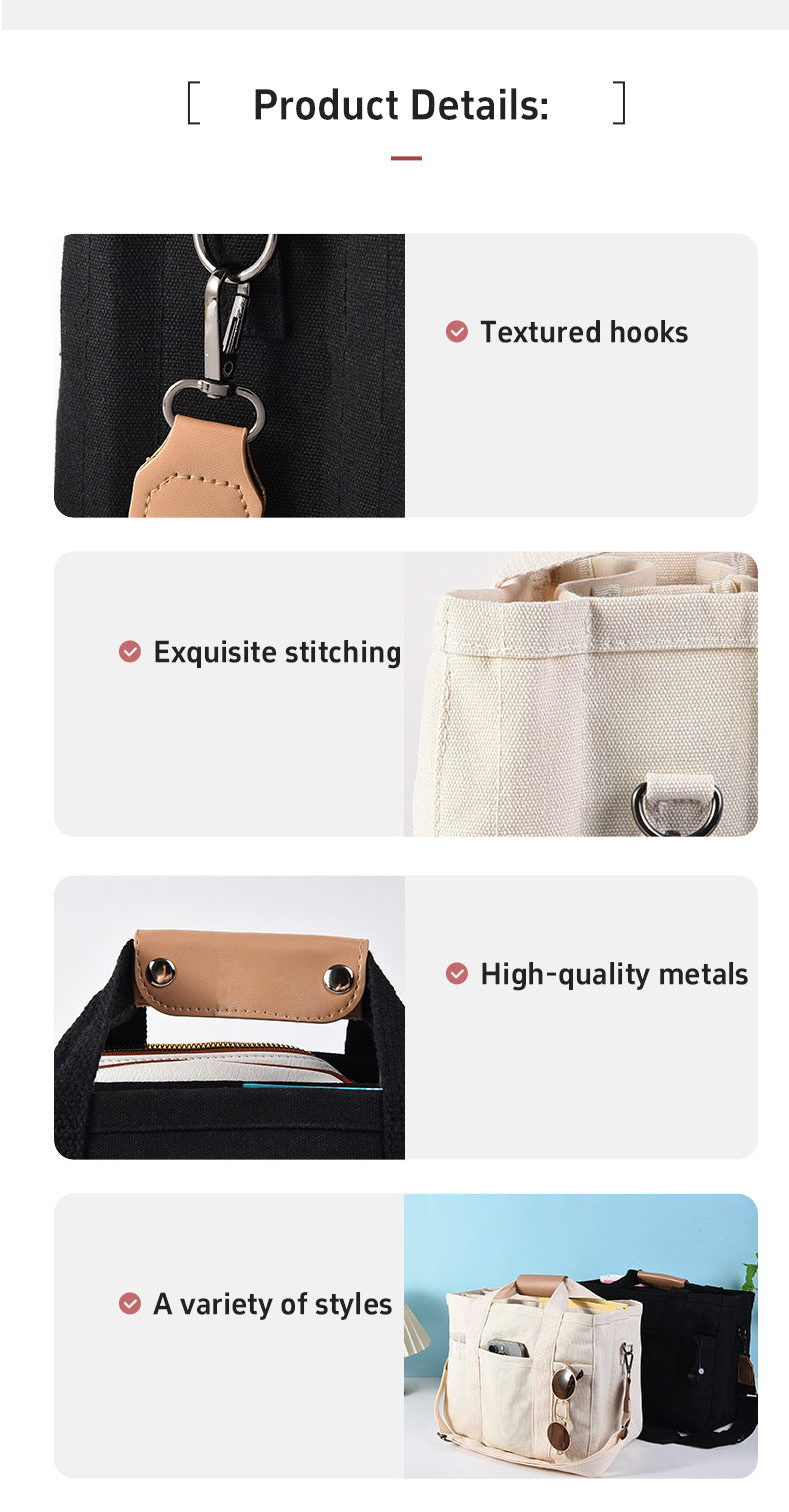 White Large Capacity Multi-Compartment Tote Bag - Stylish and Versatile for Women, Ideal for Organizing Essentials or as a Mommy Bag(Photography props not included) 6