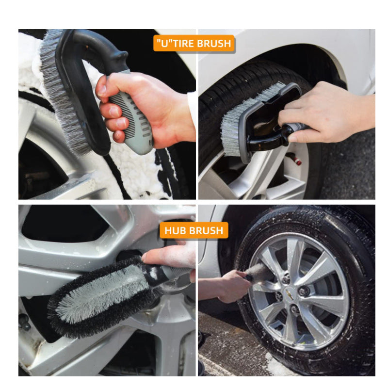Type A 9-Piece Car Wash Tool Kit - Tire & Wheel Brushes, Wash Mitt, Microfiber Towels, and Wax Sponge Set 4
