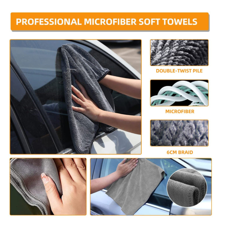 Type A 9-Piece Car Wash Tool Kit - Tire & Wheel Brushes, Wash Mitt, Microfiber Towels, and Wax Sponge Set 5