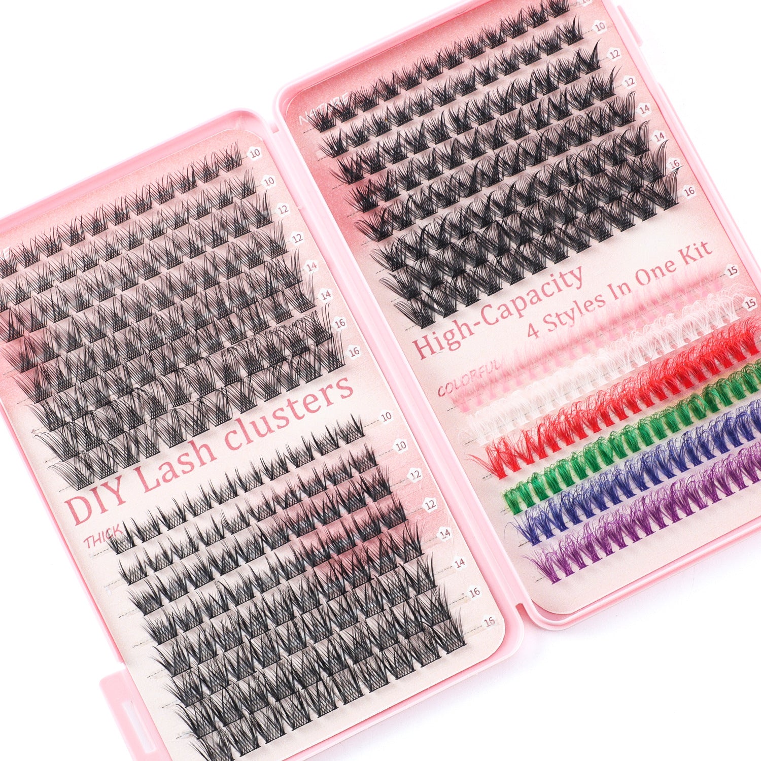 392 Eyelashes Set DIY Lash Clusters Kit - High-Capacity 4 Styles with Black and Colorful Lashes 4