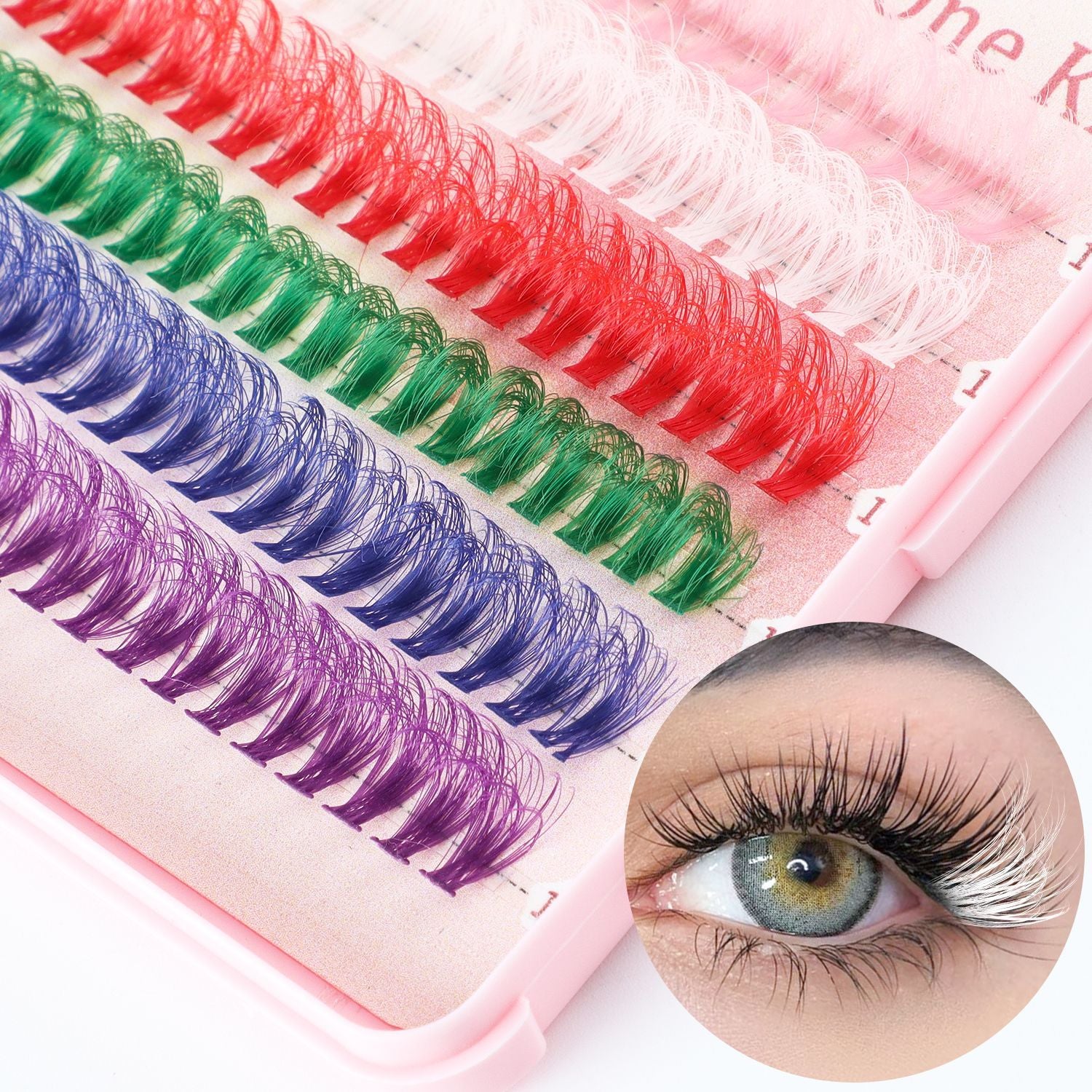 600 Eyelashes Set DIY Lash Clusters Kit - High-Capacity 4 Styles with Black and Colorful Lashes 3