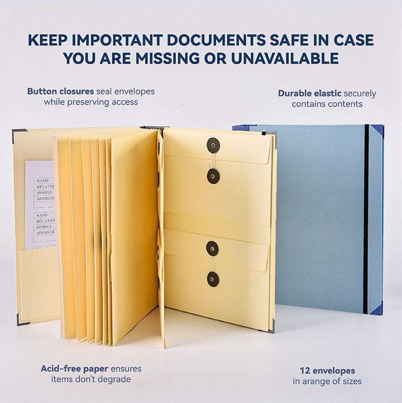 (Thick Version)Blue Accordion File Binder with 12 Envelopes - Durable Document Organizer 3
