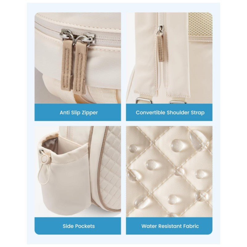 Off White Lightweight Waterproof Tennis Racket Backpack - Multifunction Sling and Backpack for Men and Women(The water cup racket is a shooting prop and is not included) 7