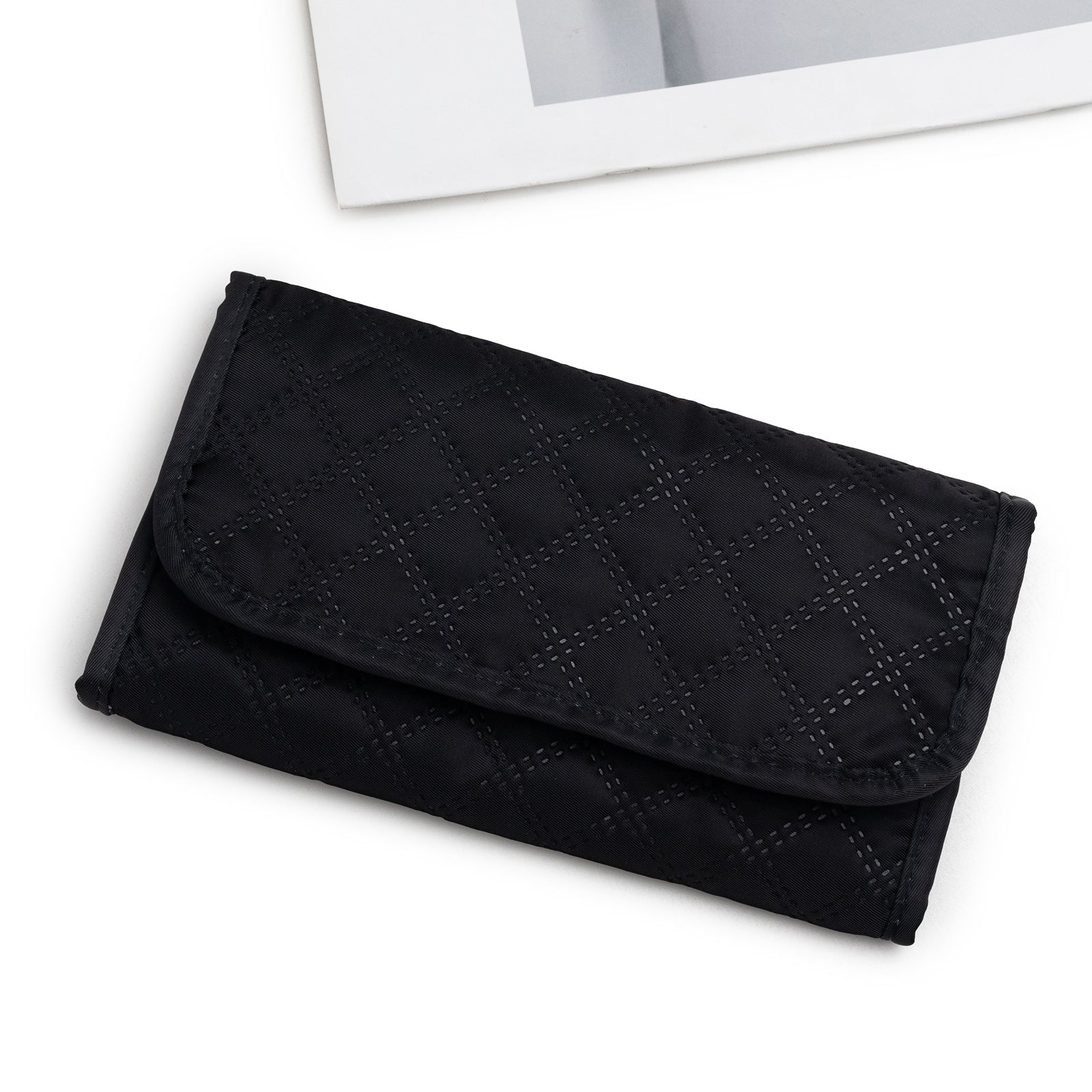 Black Portable Travel Jewelry Organizer Roll - Foldable Jewelry Storage Pouch for Earrings, Rings, and Necklaces(Jewellery is a shooting prop and is not included) 5