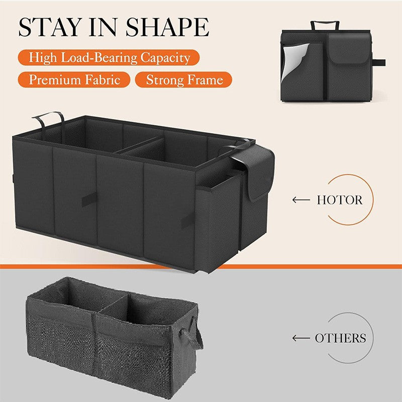 Black Large-Capacity Foldable Car Trunk Storage Organizer - Collapsible Backseat Storage Box 3