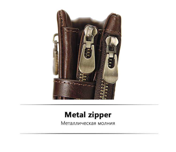 Brown Genuine Leather Tri-Fold Wallet - Fashionable Multi-Card Men's and Women's Wallet 5