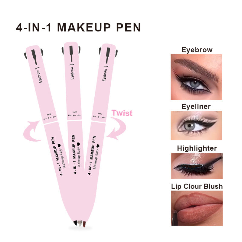 4-in-1 Multi-Functional Makeup Pen Set - Lip Liner, Highlighter, Eyeliner, Eyebrow Pencil (3 Shades, 3-Pack) 3