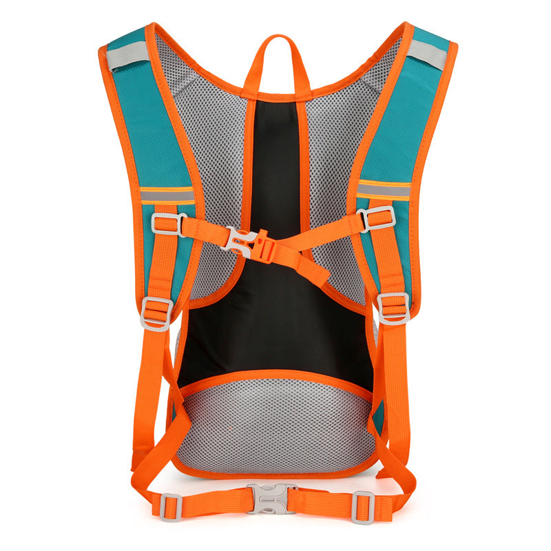 Black and Orange Patchwork Style Lightweight Outdoor Cycling Backpack - Durable and Water-Resistant Oxford Fabric, Large Capacity Sports Hiking Bag, Unisex Design 4