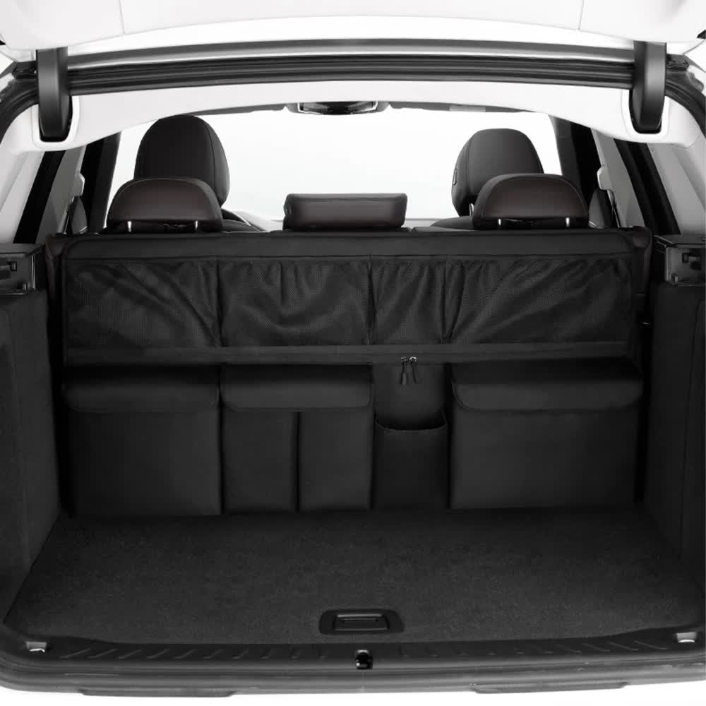 Black Car Trunk Storage Bag - Large Capacity Oxford Cloth Multi-Purpose Hanging Organizer with Mesh Pockets and Backseat Storage 4