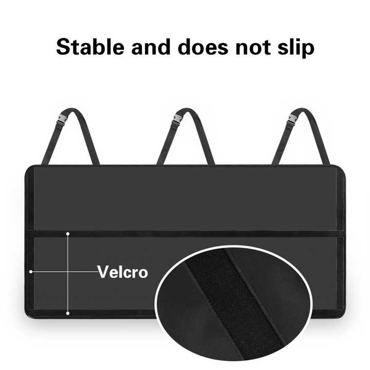 Black Car Trunk Storage Bag - Large Capacity Oxford Cloth Multi-Purpose Hanging Organizer with Mesh Pockets and Backseat Storage 6