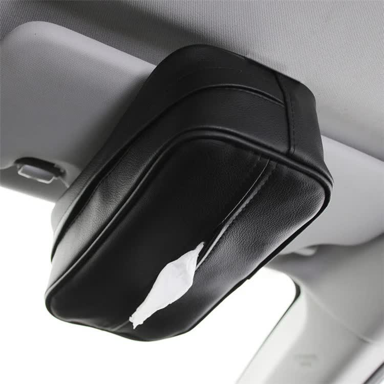 Black Multifunctional PU Leather Car Tissue Box Holder – Compact, Stylish, and Easy to Install with Headrest and Sun Visor Mounting Options 3