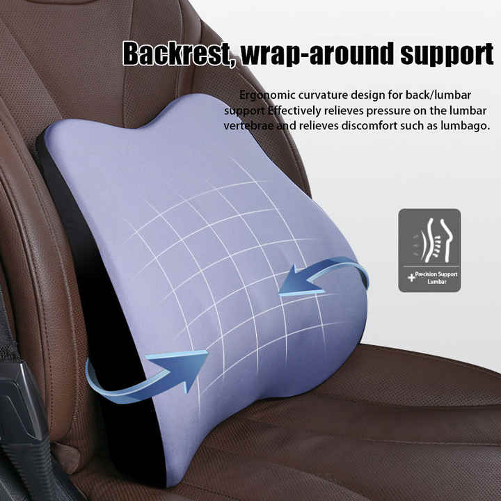 Pink Memory Foam Car Seat Neck and Lumbar Support Set - Ergonomic Cushion for Office, Home, and Driving 4