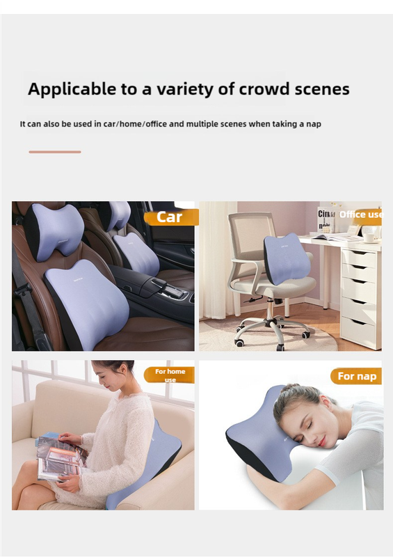 Pink Memory Foam Car Seat Neck and Lumbar Support Set - Ergonomic Cushion for Office, Home, and Driving 6