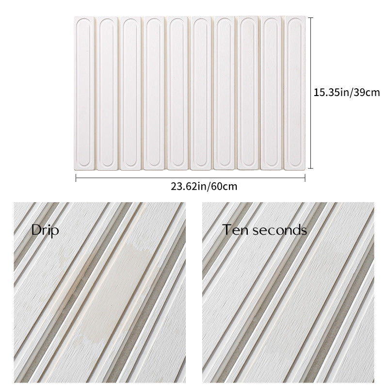 White Oval Shaped Engraved Inner Frame Foldable Diatomaceous Earth Drying Mat - Super Absorbent, Fast-Drying, Non-Slip Kitchen Countertop Mat 3