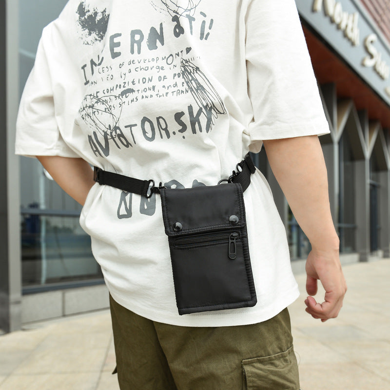 Black Water-Resistant Nylon Crossbody Phone Bag - Compact Travel Wallet & Card Holder for Men and Women(Mobile phones and cards are shooting props, not included) 3