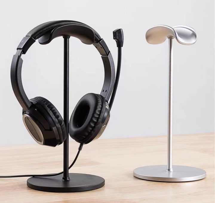 Black Universal Aluminum Headphone Stand – Durable Detachable Desktop Headset Holder 3