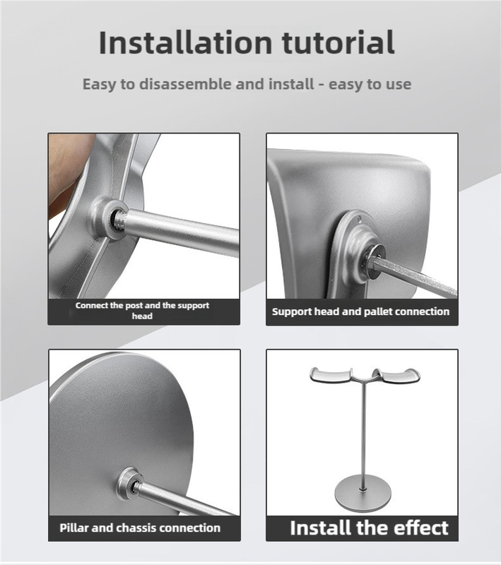 Black Dual Headphone Stand – Creative Double Hook Aluminum Alloy Display Holder 5