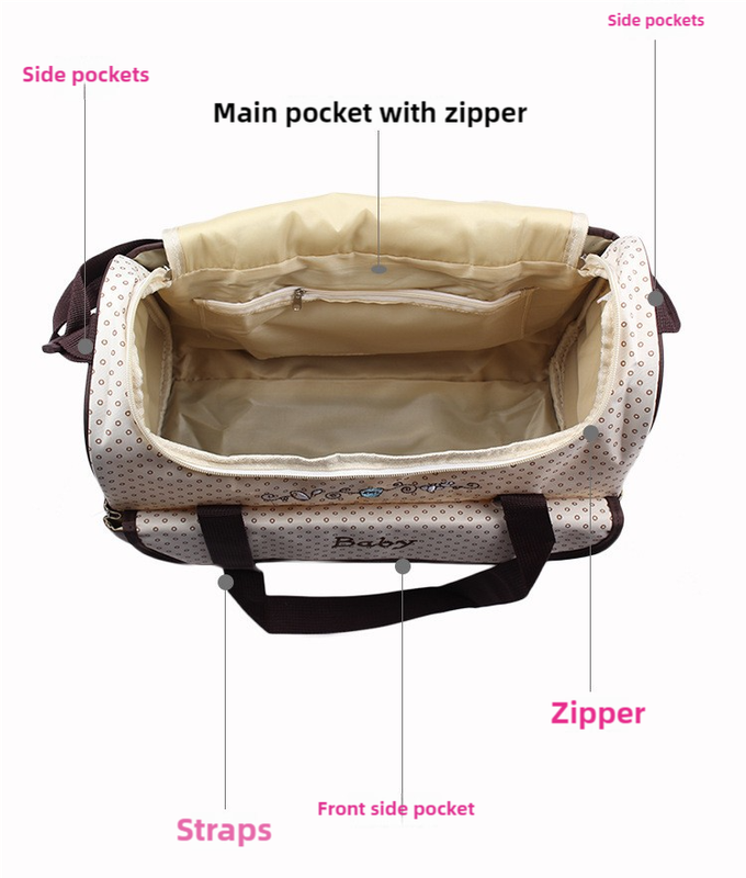 Large Pink Fashionable Large-Capacity Cartoon Bear Shoulder Crossbody Mommy Bag - Stylish and Functional Diaper Bag 3