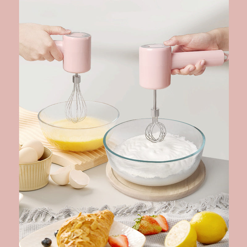 Pink Portable Electric Egg Beater with 3-Speed Adjustment, Dual Whisks, and Type-C Charging 5